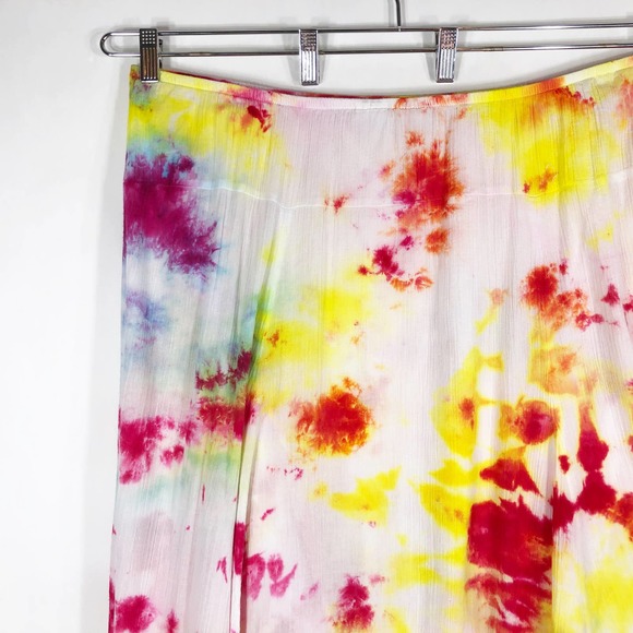 Ruby Rd Womens Plus Size 22W Skirt Tie Dye Ruby Jewel Midi Pink Yellow 1032 - Picture 6 of 11